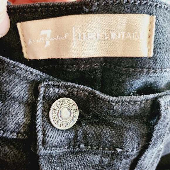 7 For All Mankind Luxe Vintage Josefina Black Skinny Mid-rise Jeans - Picture 6 of 9
